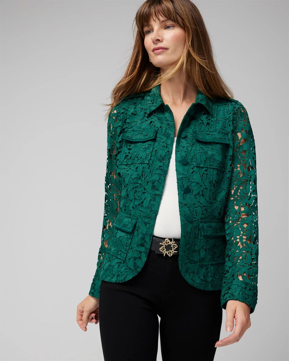 Lace Pocket Jacket White House Black Market